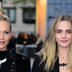 Sestri Delevingne skupaj na rdeči preprogi: ena z nosečniškim sijajem, druga v ultra prosojni obleki