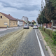 FOTO in VIDEO: Vozniki, pozor! Razsuta bučna semena ovirajo promet, padel tudi motorist