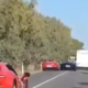 Med prehitevanjem trčila lamborghini in ferrari: slednjega zajeli plameni (VIDEO)