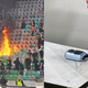 (FOTO) Neredi v Stožicah: Z domače tribune na igrišče odvržen voki-toki, gostje po tekmi povzročili požar